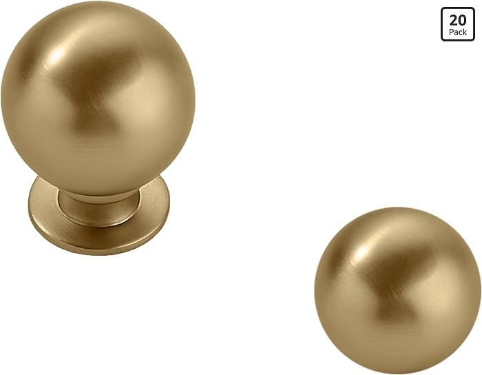 khtmeware 20 Pack 1 Inch Champagne Bronze Cabinet Knobs Champagne Brass Small Ball Kitchen Cabine... | Amazon (US)