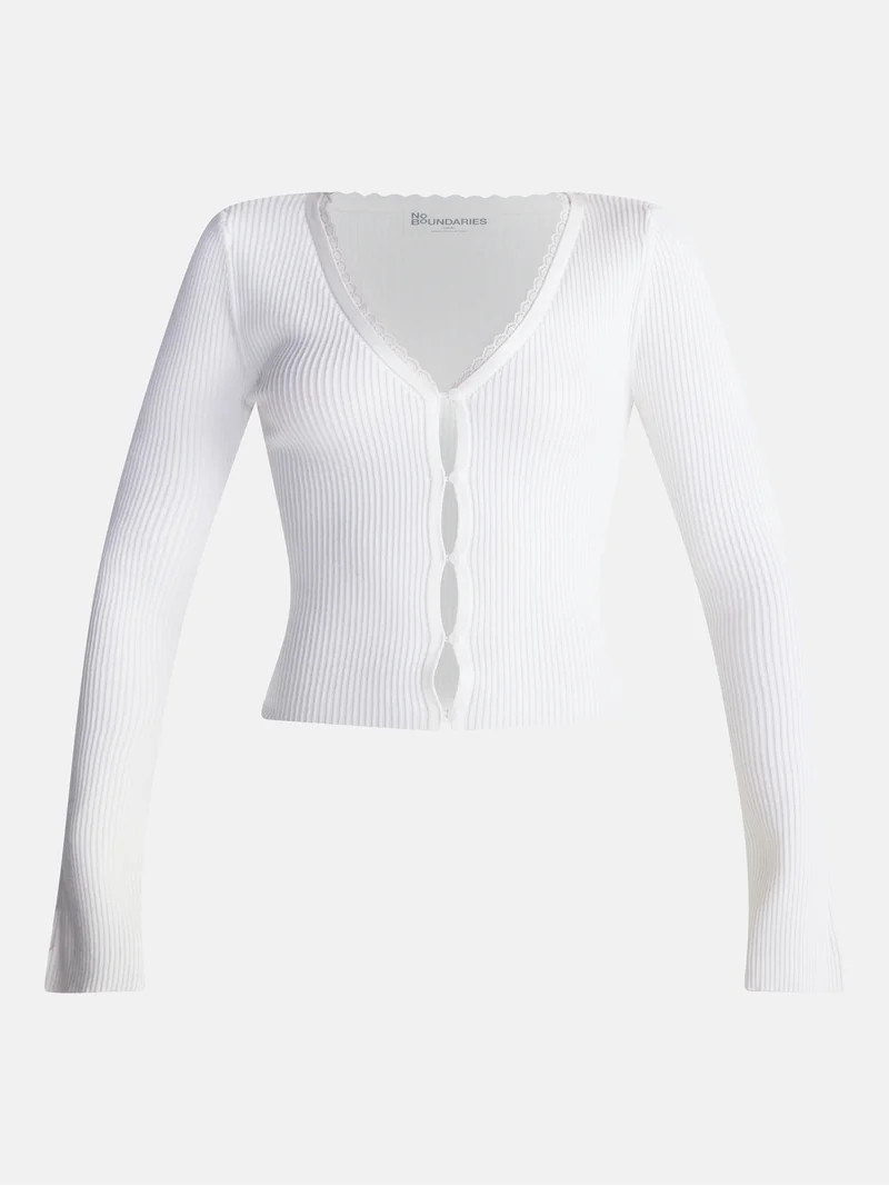 No Boundaries Lace Trim Cardigan, Women's XXS-XXL | Walmart (US)