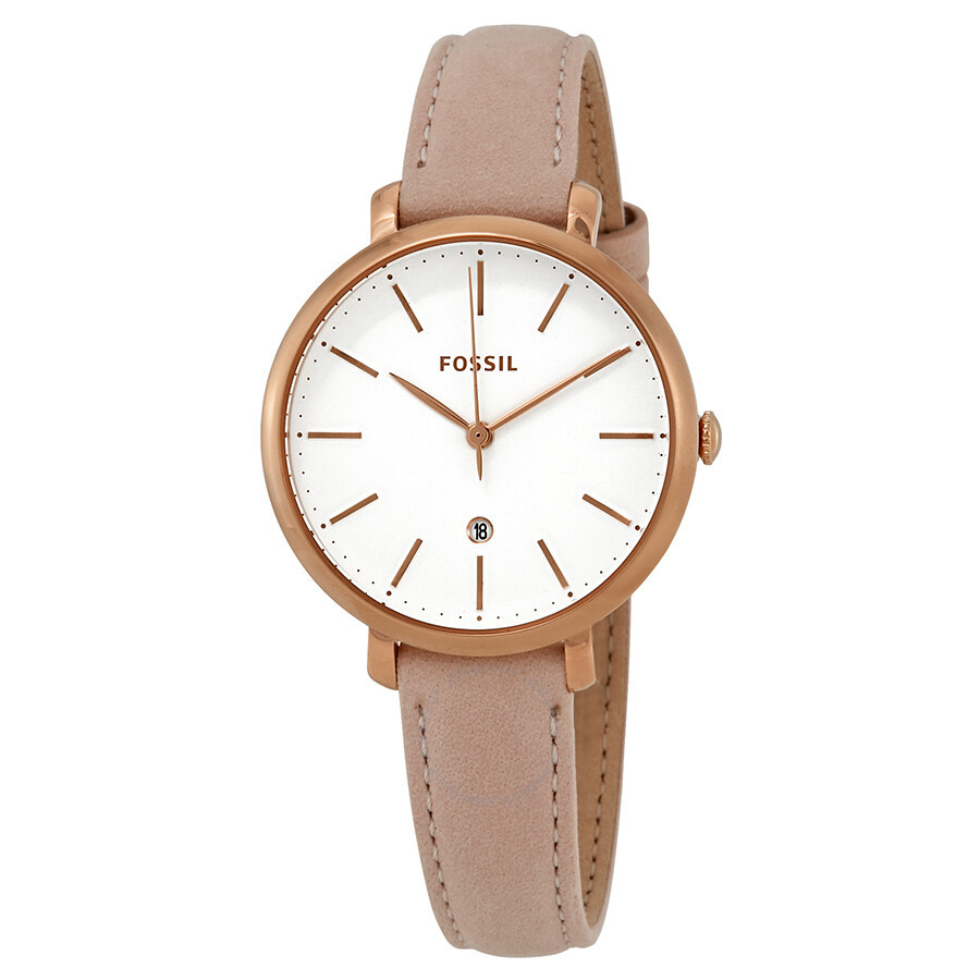 Fossil Jacqueline White Dial Pastel Pink Leather Ladies Watch ES4369 | Jomashop.com & JomaDeals.com