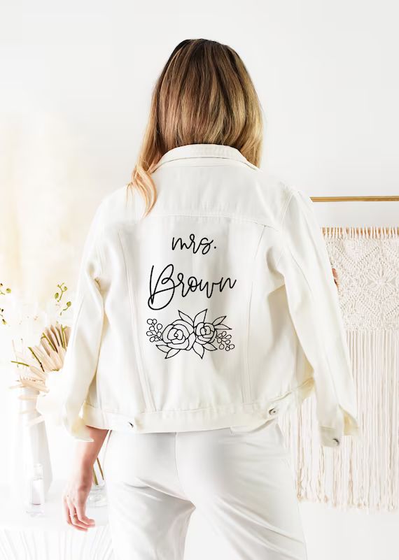 Custom Mrs Jacket White Bride Denim Jacket Personalized Custom - Etsy | Etsy (US)