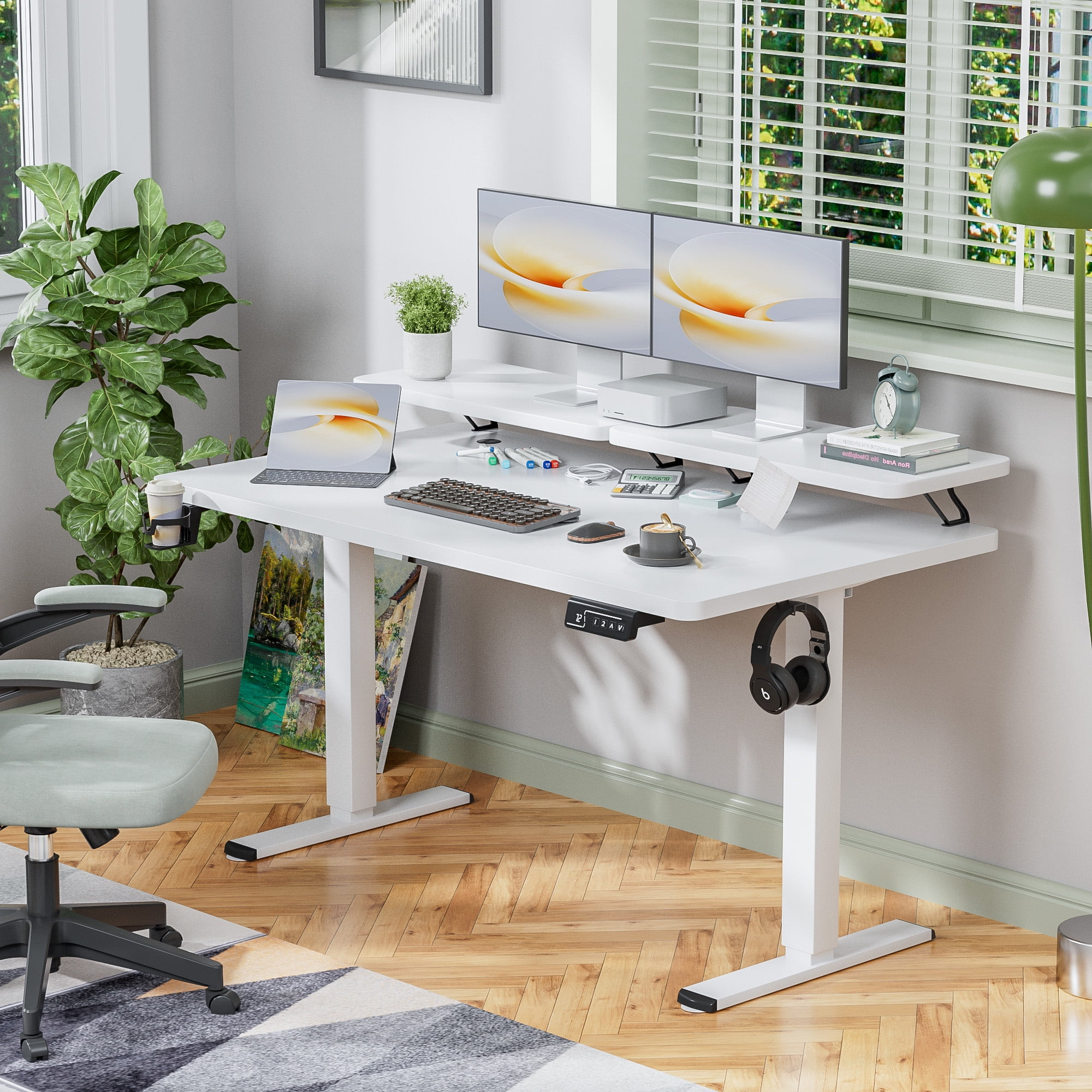 Homall 55" Wide Home Office Electric Height Adjustable Standing Desk Lifting Range 28~46" Compute... | Walmart (US)