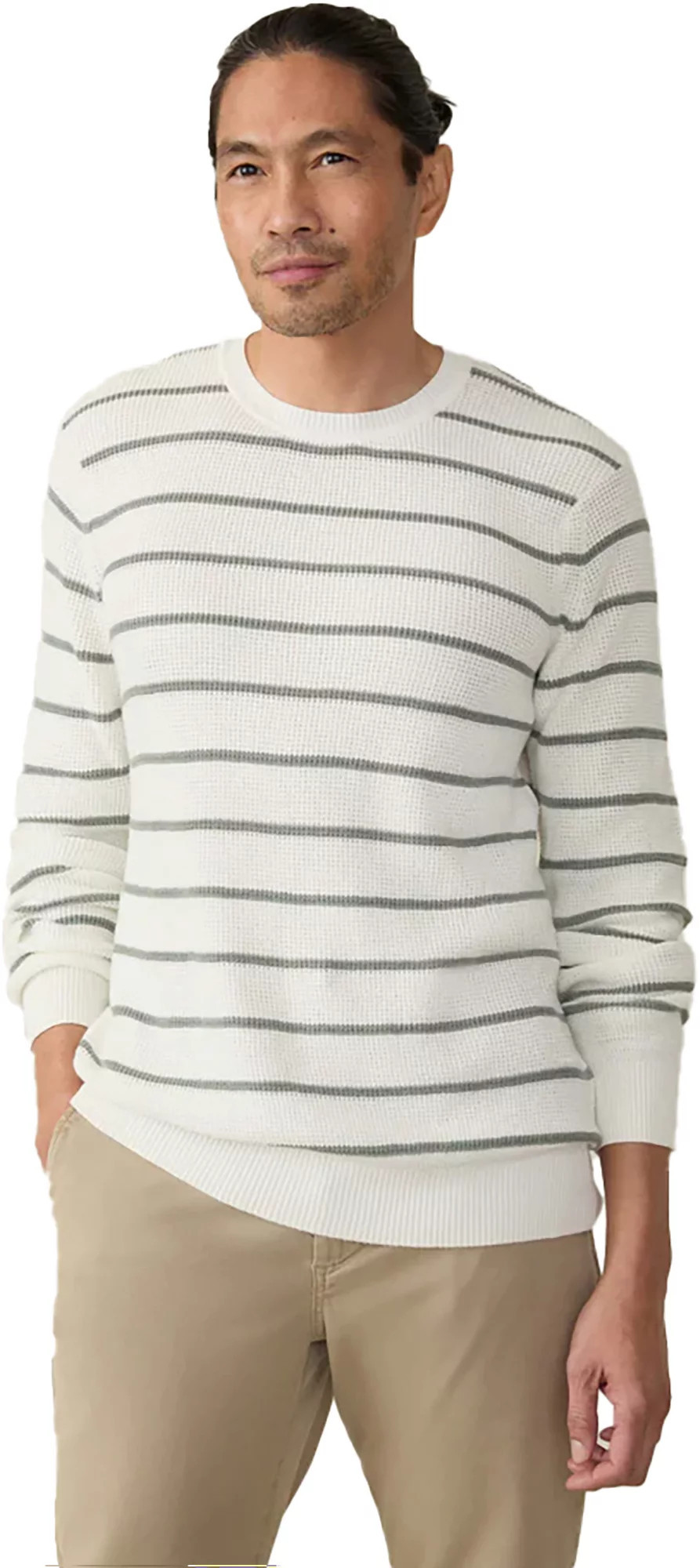 Faherty Men's Sunwashed Crewneck Sweater, Large, White Sage Stripe | DICK'S Sporting Goods