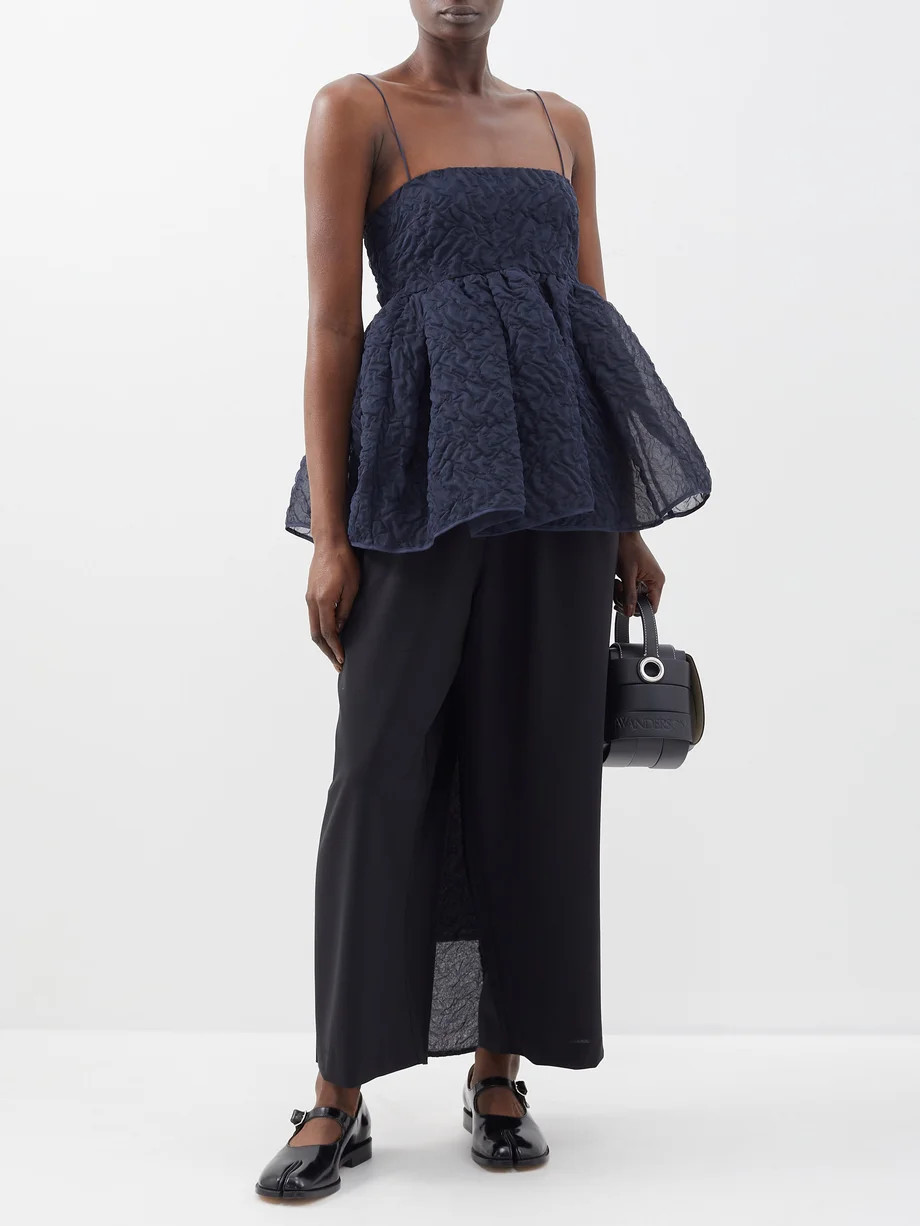 James bow-waist cloqué top | Matches (US)