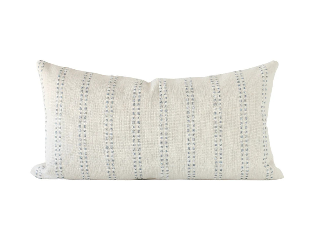 Cream and Blue Stripe Pillow Covers, Modern Farmhouse Pillow Covers Minimalist, Woven Pillow Cove... | Etsy (US)