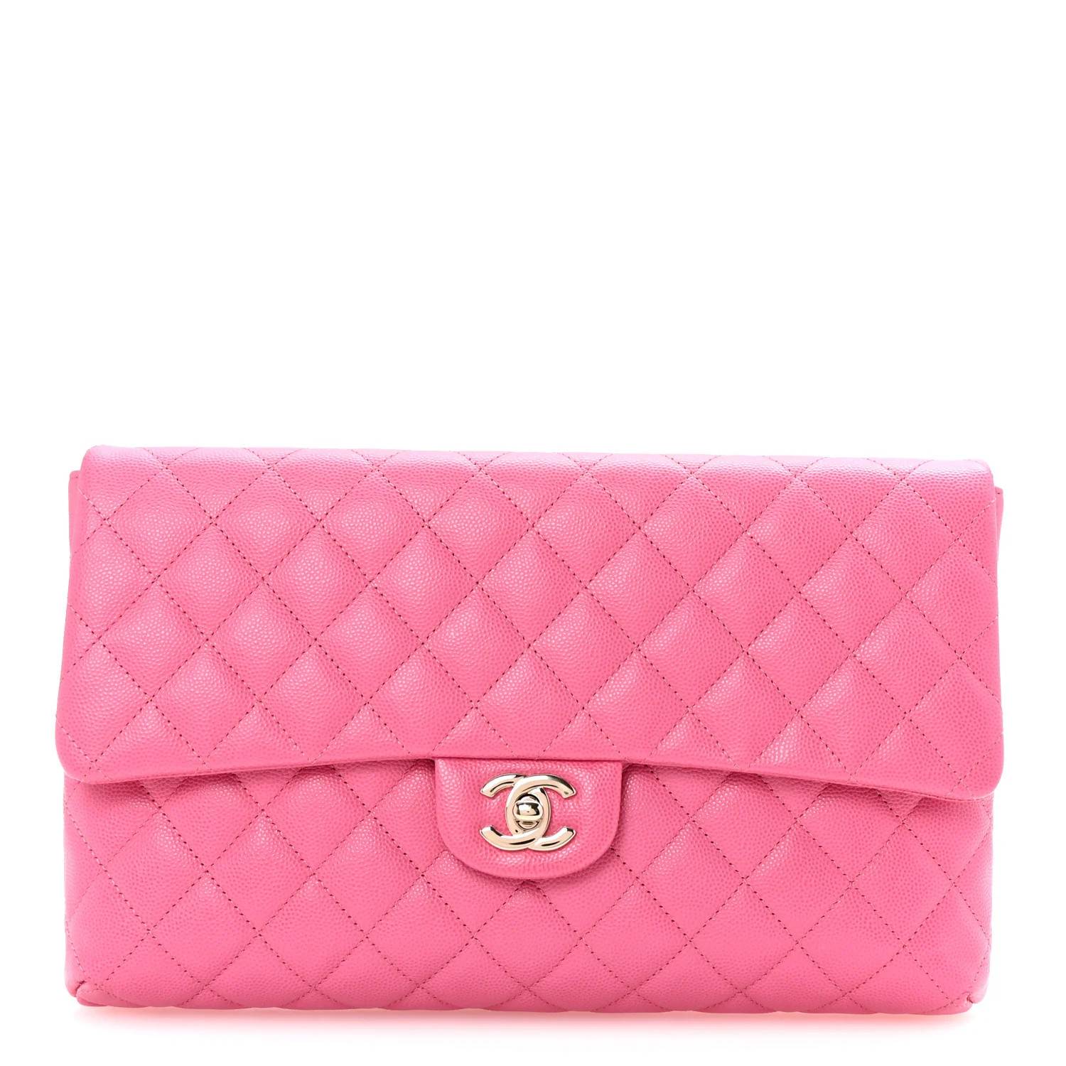 Caviar Quilted Flap Clutch Pink | FASHIONPHILE (US)