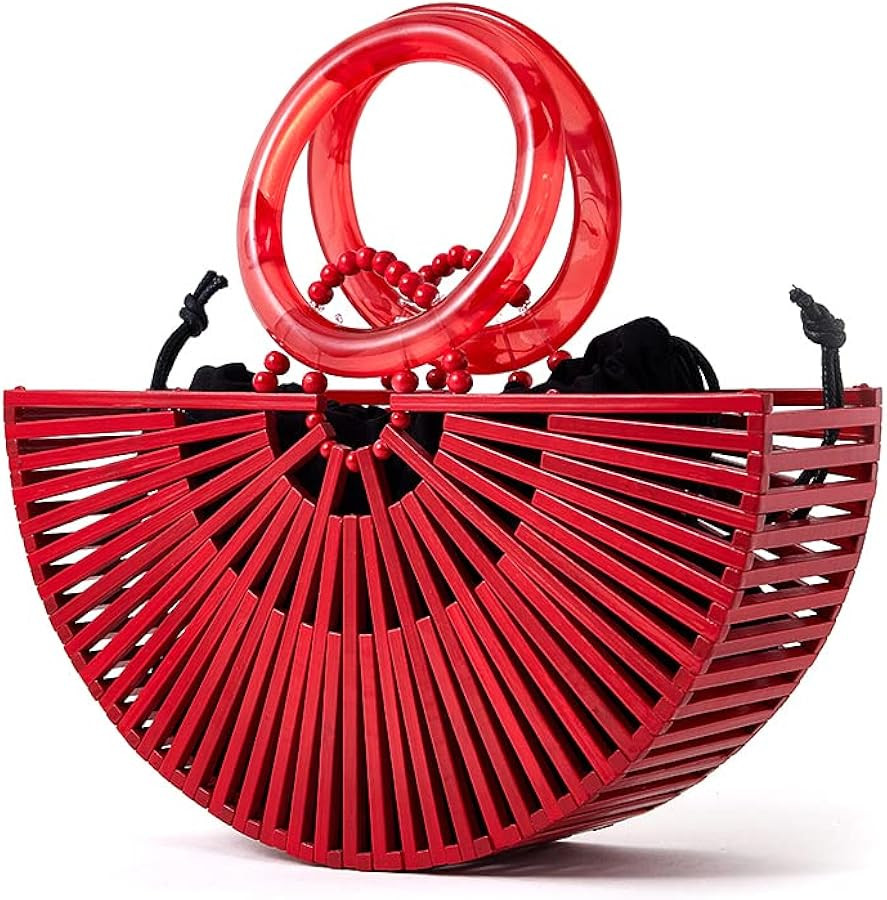 Women Bamboo Purse Summer Beach Tote Bags Handmade Handbag with Inner bag | Amazon (US)