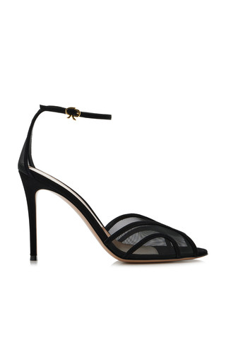 Suede-Trimmed Mesh Sandals | Moda Operandi (Global)