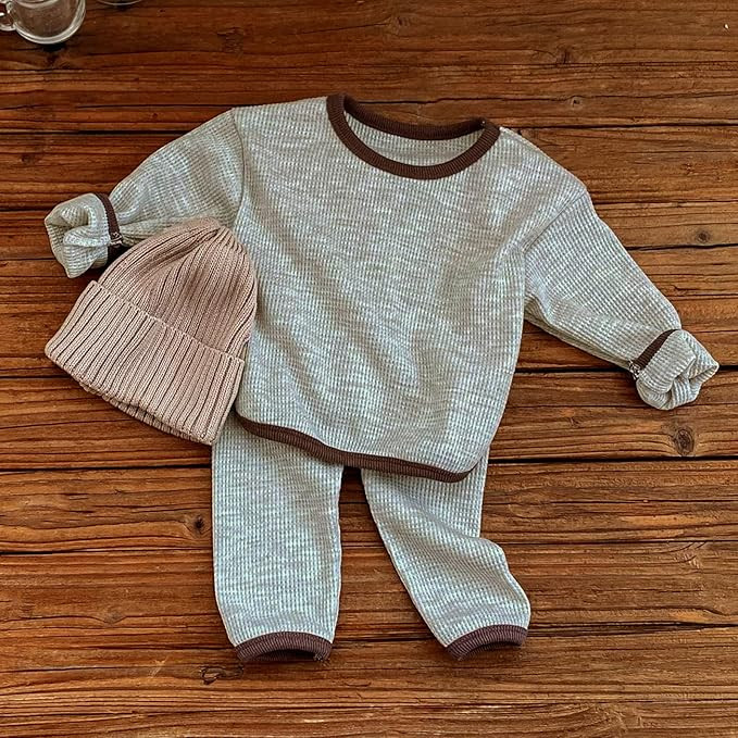 Kids Toddler Baby Girl Fall Winter Clothes Waffle Knit Long Sleeve Pullover Sweatshirt Top and Pa... | Amazon (US)