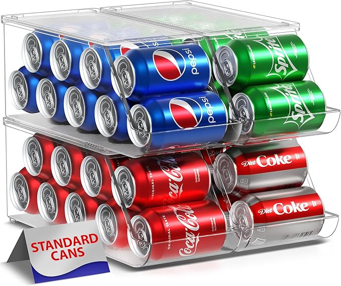 Sorbus Soda Can Organizer for Refrigerator - Stackable Can Holder Dispenser with Lid for Fridge, ... | Amazon (US)