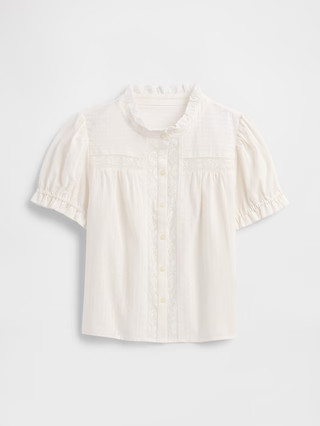 Relaxed Lace Puff Sleeve Top | Gap Factory