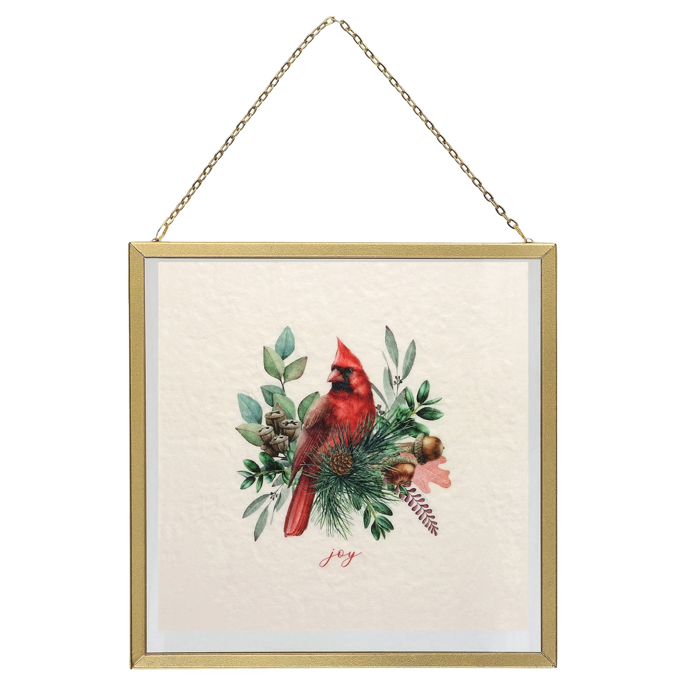 Double-Sided Santa and Cardinal Framed Christmas Wall Art, Multicolor, 8" x 8", by Holiday Time | Walmart (US)
