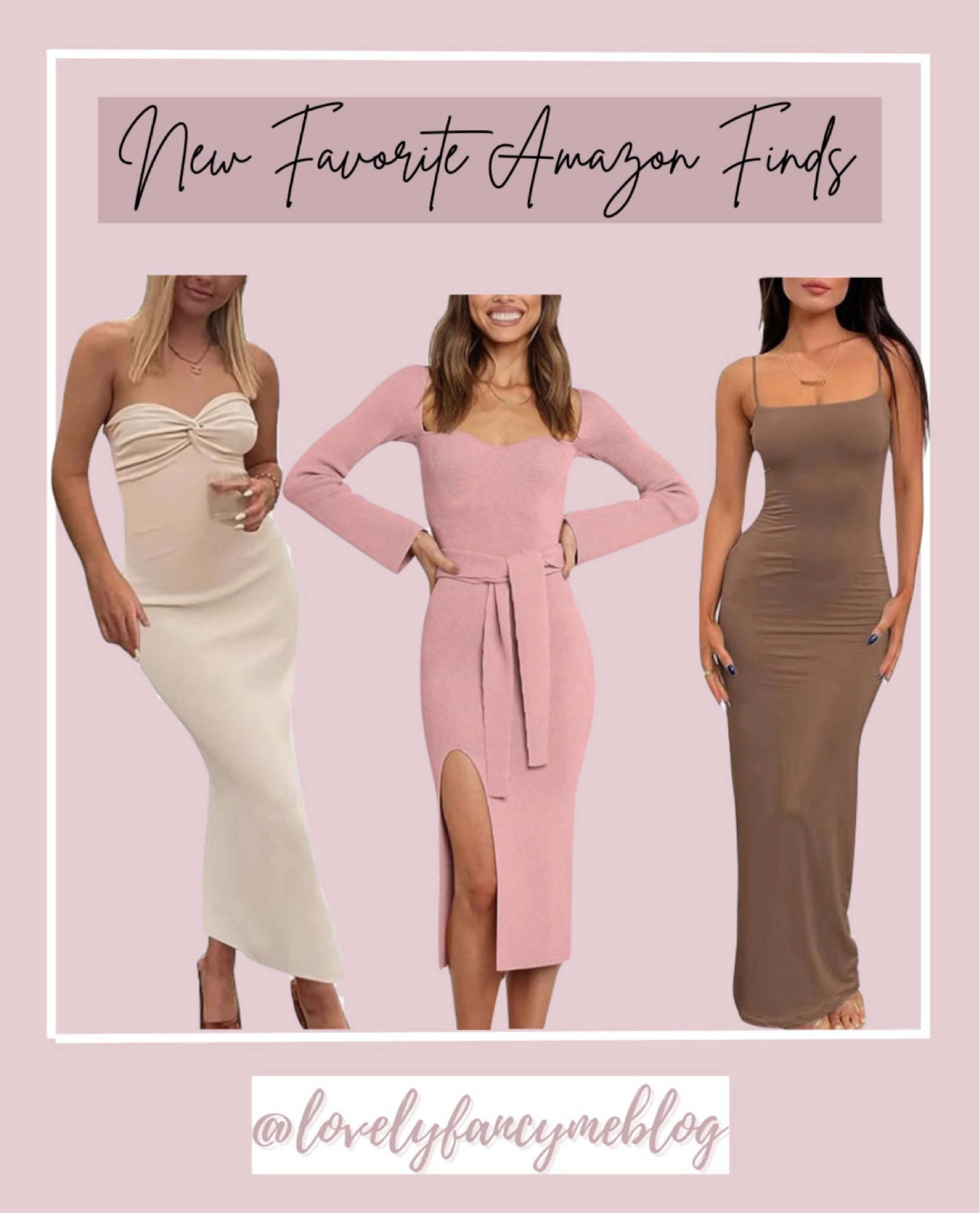 New Amazon fashion finds: fall sweater dresses. So gorgeous and these are the perfect fall dresses for date night, dinner night, night out on the town, winter vacation, and more. Xoxo, Lauren 

#dresses #sweater #sweetheart #bodycon skims dupe, skims lookalike, sweater dress, pink, barbiecore, pink dress, cream sweater, neutral outfit, brown dress, bodycon dress #LTKworkwear 

#LTKunder50 #LTKparties #LTKunder100 