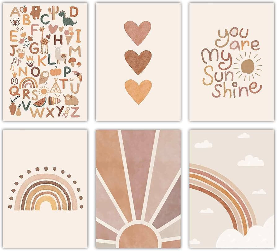 Canssape Set of 6 Baby Nursery Room Decor for Girl 8"x10" You Are My Sunshine Wall Decor | Boho R... | Amazon (US)