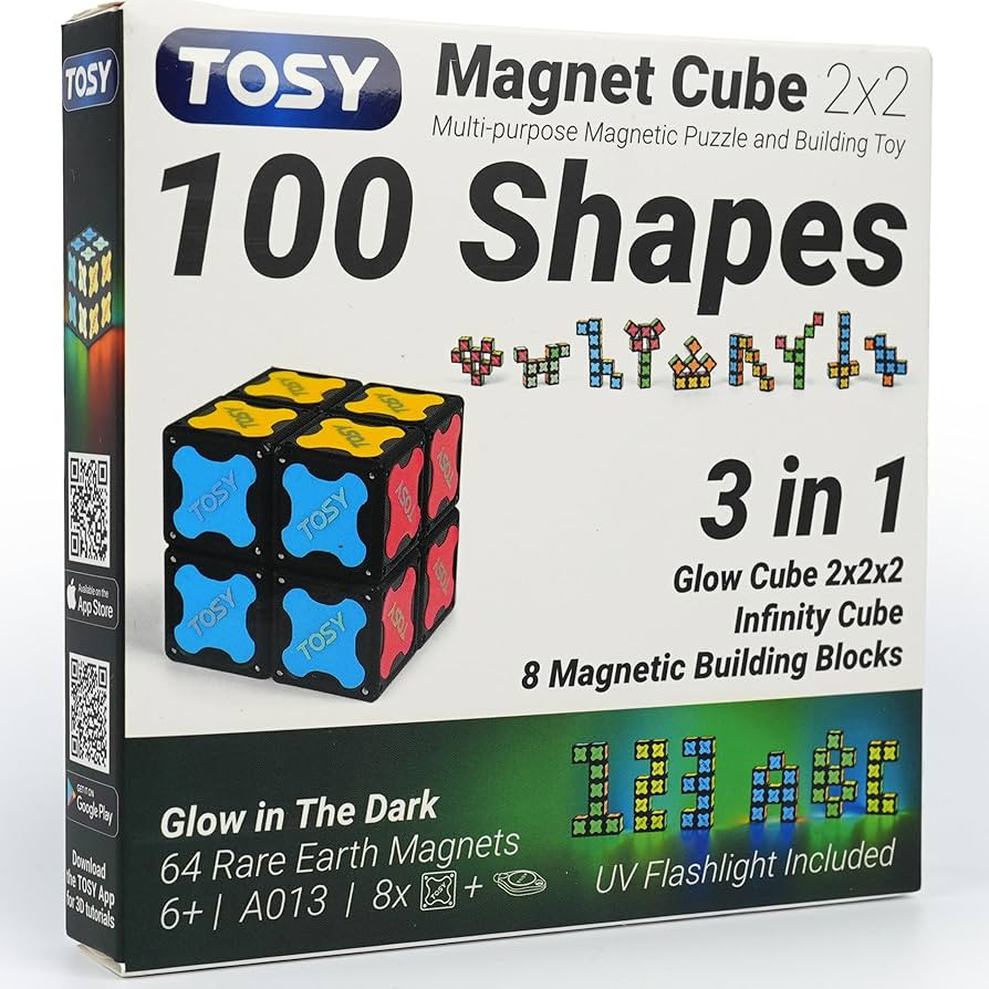TOSY Magnet Cube 2x2 - 8 Blocks, 2in1 Toy: 2x2x2 Puzzle Cube and Customizable Infinity Cube, Glow... | Amazon (US)
