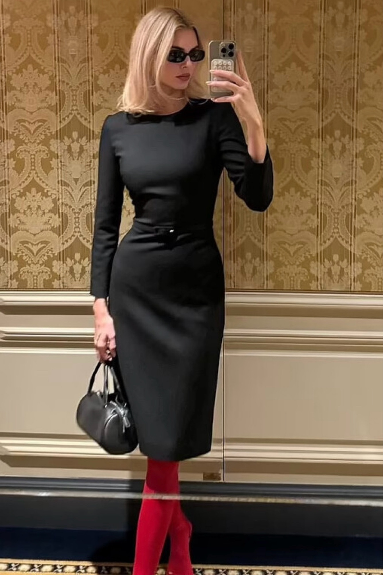 chinese dress ladies Genuine Leather Celebrity Kendall Jenner Black Dress