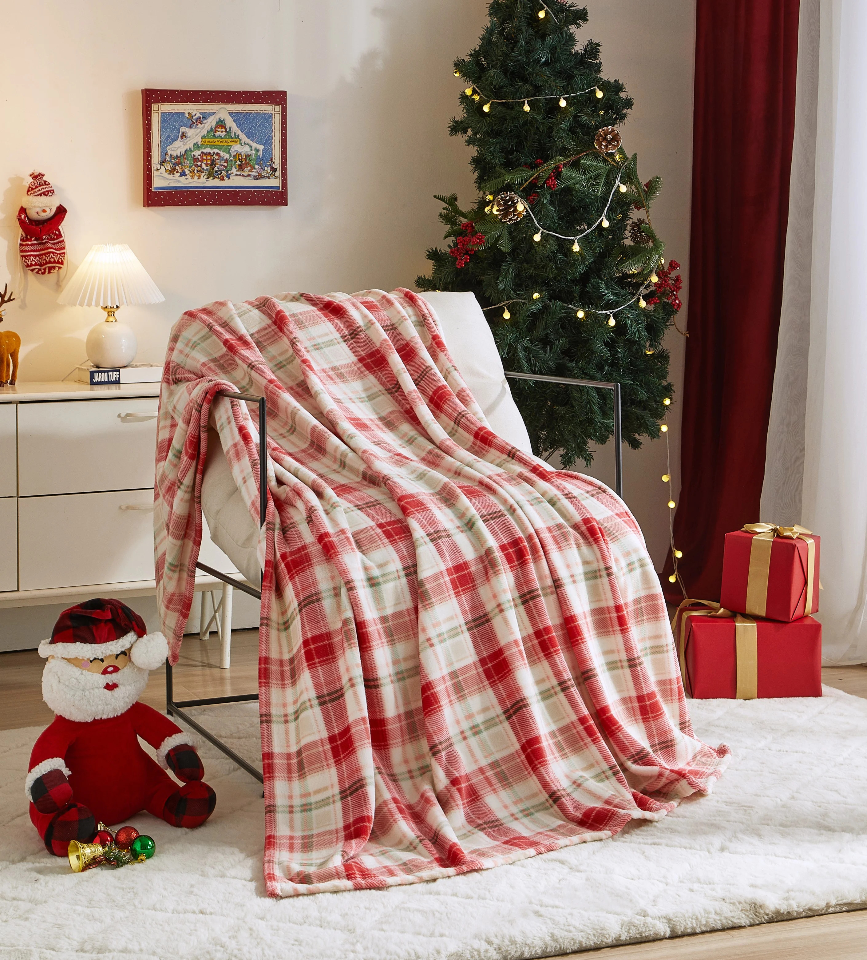 Holiday Time Cozy Christmas Plush Plaid OverizedThrow Blanket, 50"x70" | Walmart (US)