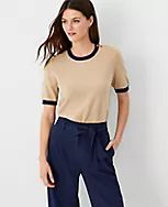 Tipped Shoulder Button Sweater Tee | Ann Taylor (US)