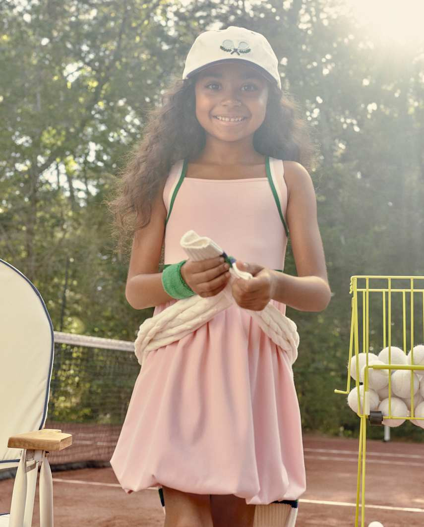 Gymboree | Girls | Quick Dry Striped Active Bubble Dress - Club House in Pink | Size 18-24 M | Spandex/Nylon | Gymboree