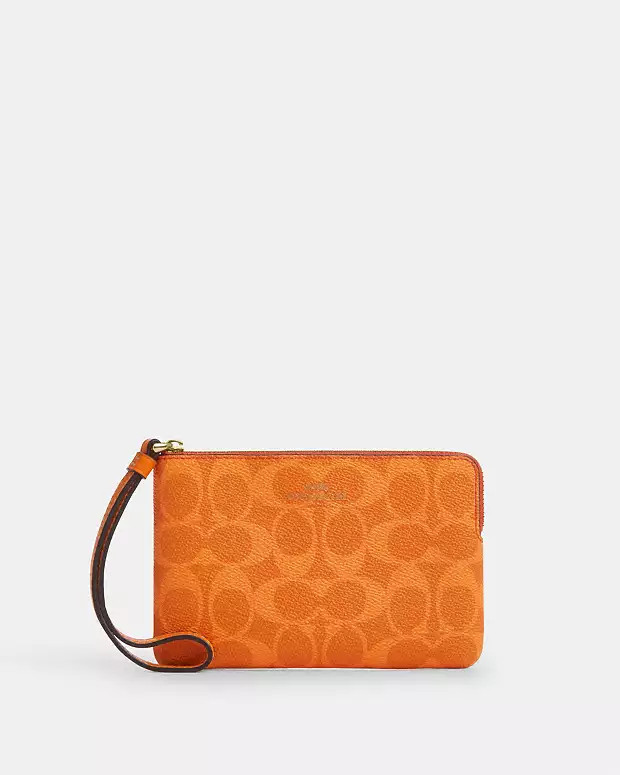 Corner Zip Wristlet In Signature Canvas | Coach Outlet US