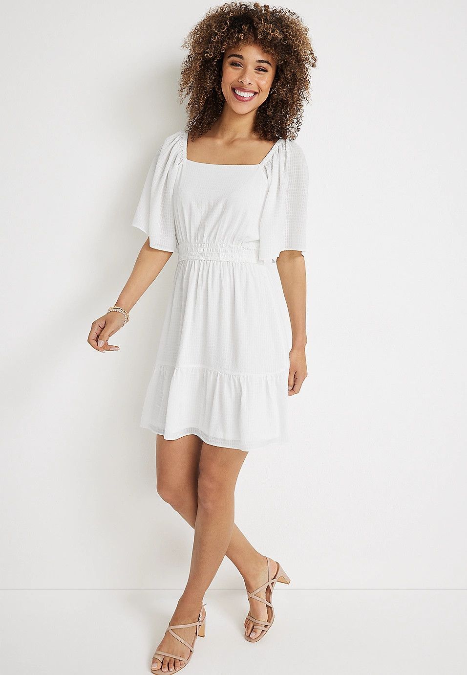 White Babydoll Mini Dress | Maurices