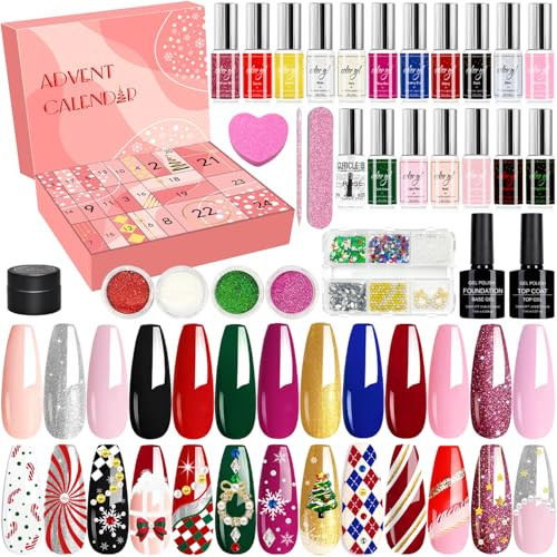Beauty Advent Calendar 2024 for Women Teen Girls Gel Nail Polish Set, Christmas Countdown Calendar Makeup, Xmas Gift Box | Amazon (US)