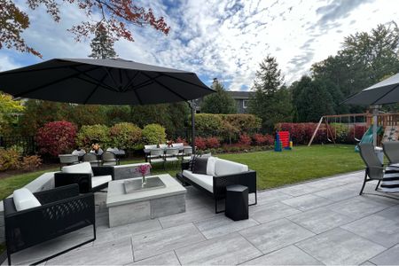 Backyard patio!!!! Sharing our patio furniture - couch, chairs, tables, side table, giant connect four, cantilever umbrella, outdoor trash can, outdoor storage box and more!

#LTKfamily #LTKhome #LTKSeasonal