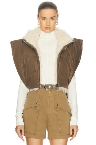 Isabel Marant Etoile Hoodiali Vest in Army | FWRD 