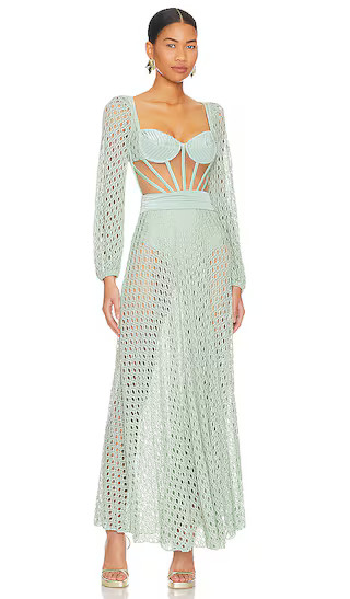 Monstera Crochet Bustier Dress in Island Blue | Revolve Clothing (Global)
