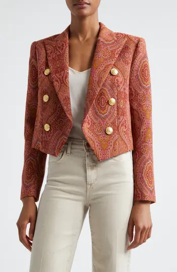 L'AGENCE Lila Paisley Boxy Blazer in Burnt Orange Umber Paisley at Nordstrom Rack, Size 0 | Nordstrom Rack