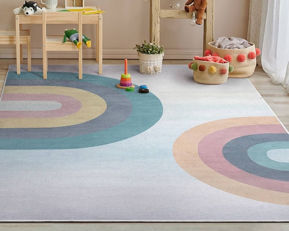 Well Woven Kids Rugs Kaleidoscope Rainbow 5' x 7' Multi Pastel Modern Printed Machine Washable Ar... | Amazon (US)