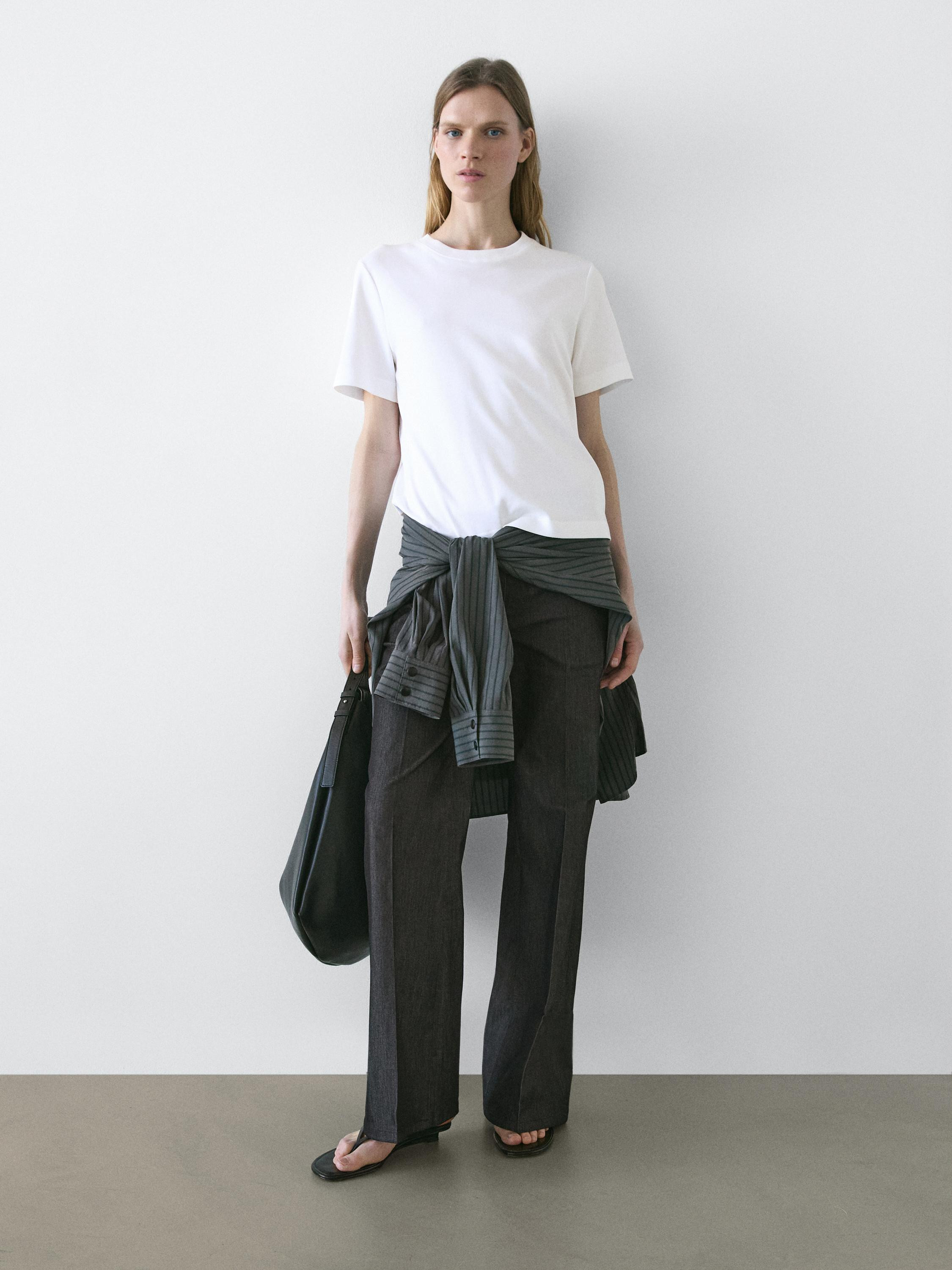 100% cotton interlock crew neck T-shirt | Massimo Dutti UK