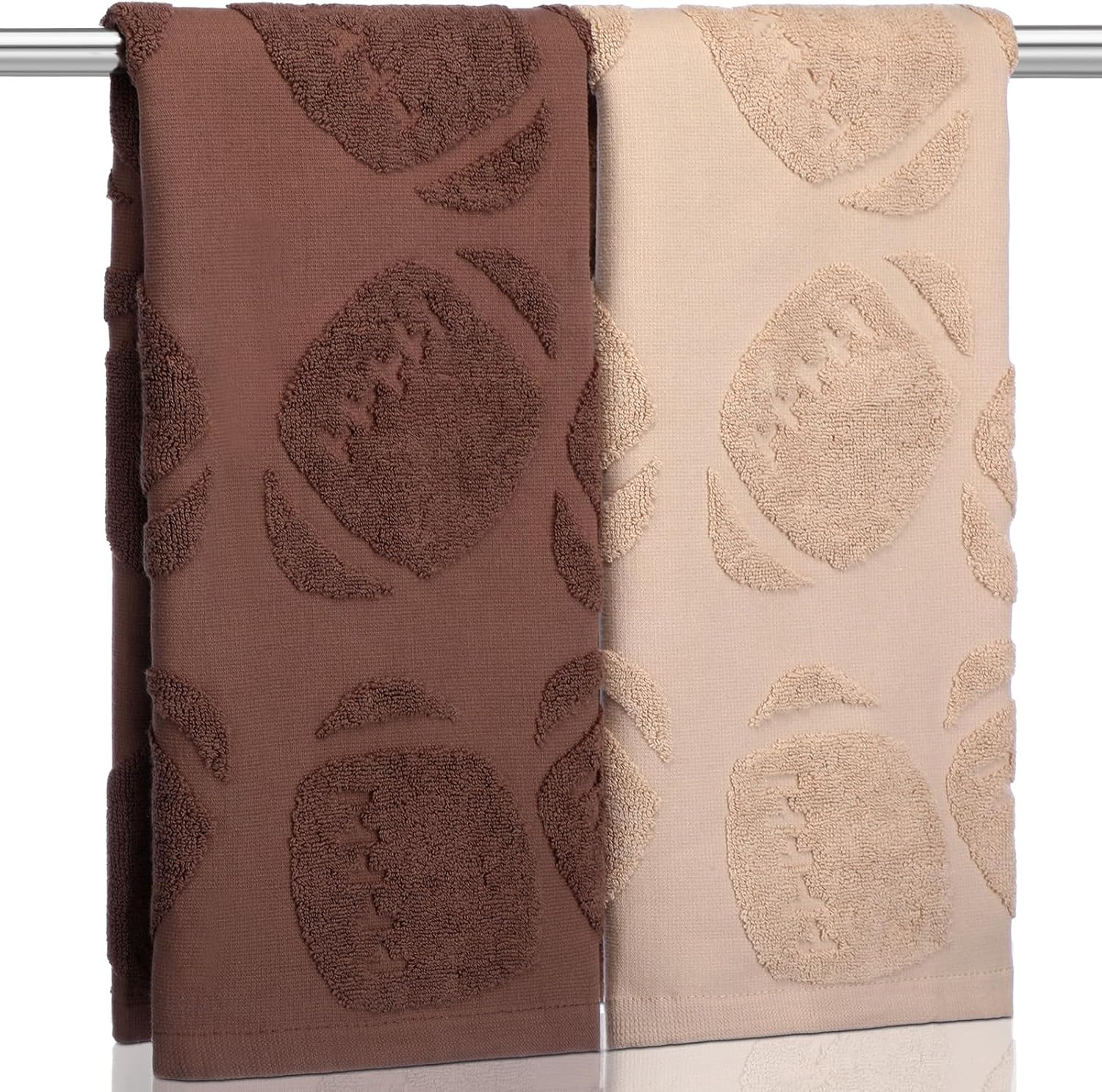 SmoothNovelty 2 Pcs Football Hand Towels Cotton Dark Coffee, Light Coffee | Amazon (US)