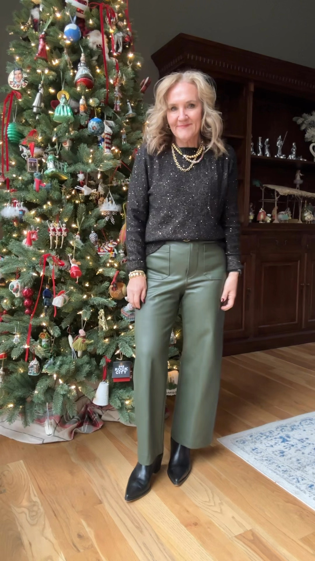 Winter outfit and a style tip on how to add a little extra warmth! That blanket scarf or sweater over the shoulders is actually very practical! 

Faux leather pants size 29 reg 
Coat size large. It’s lined and really well done 
Sweater size medium on major sale 
Boots size up a full size! They’re waterproof 
Can’t link this scarf but I’ll link a few others. I bet you have one! 

Lisi lerch jewelry 50% off! 
Allie Bess 20% off code NANETTE20

Colette pants Anthropologie loft sweater Amazon jacket barn jacket pointed toe black boots 

#LTKMidsize #LTKOver40 #LTKWatchNow