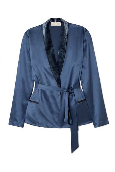 Velvet-trimmed silk-satin robe | NET-A-PORTER (US)