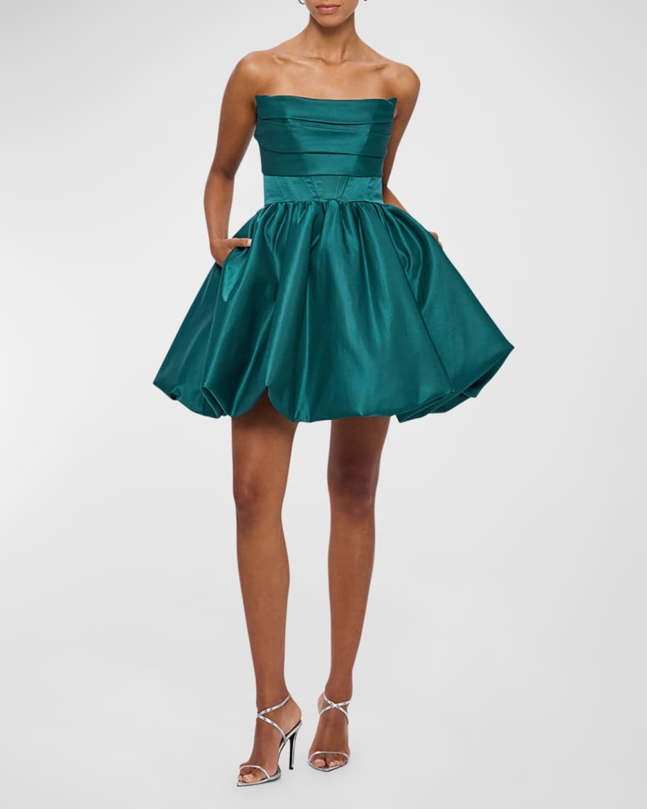 Katy Cotton & Silk Strapless Bustier Mini Dress | Neiman Marcus