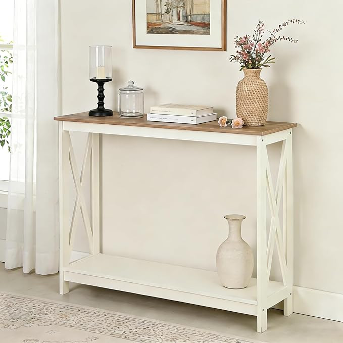 MAISON ARTS Console Table 39.4'', 2-Tier Narrow Sofa Table Behind Couch, Farmhouse Entryway Table... | Amazon (US)
