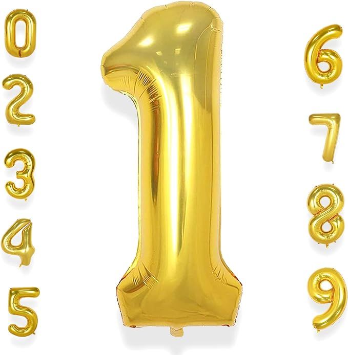 AULE 40 Inch Big Gold 1 Balloon Number Large Foil Helium Number Balloons 0-9 Jumbo Giant Happy 1s... | Amazon (US)