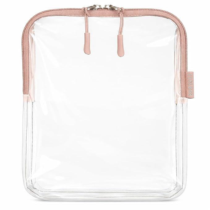 TSA Approved Toiletry Bag, Clear, Quart Size, Taupe | 3-1-1 Liquids for Carry On Travel, Toiletri... | Amazon (US)