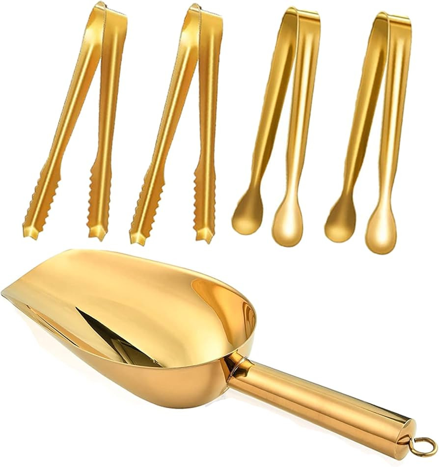 Stainless Steel Ice Scoop and Ice Tongs,Food Scoop Metal Ice Scooper&Buffet Clip for Home Bar Buf... | Amazon (US)