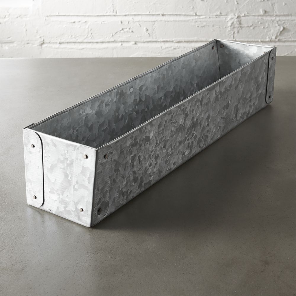 galvanized narrow basket | CB2