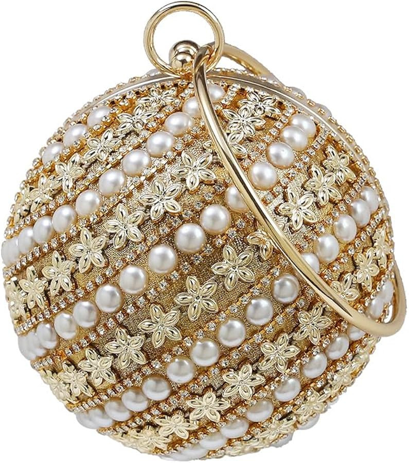 CORIOS Women's Round Ball Clutch Bag Rhinestones Evening Bag Sparkly Sequin Shoulder Bag Bridal W... | Amazon (US)
