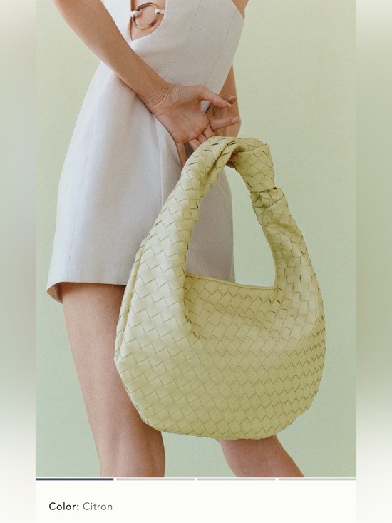 new Anthropologie melie Bianco Brigitte oversized XL woven knot satchel citron | Poshmark