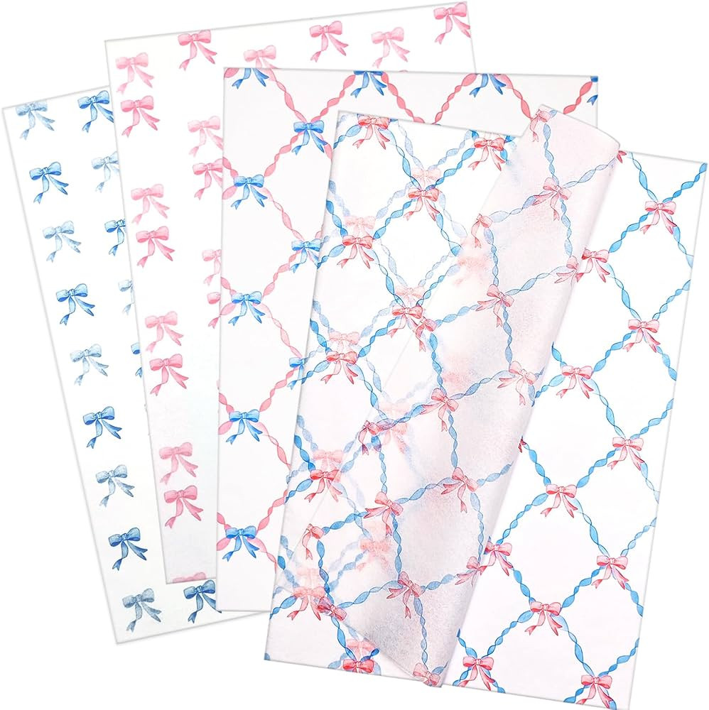 LIAPAWPAW 60 Sheets Gift Tissue Paper, Sweetheart Princess Bow Tissue Paper for Gift Bags Wrappin... | Amazon (US)