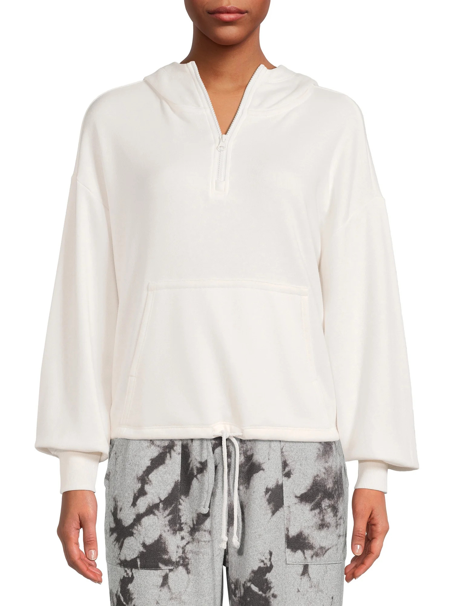 Time and Tru Women's Half Zip Pullover Hoodie - Walmart.com | Walmart (US)