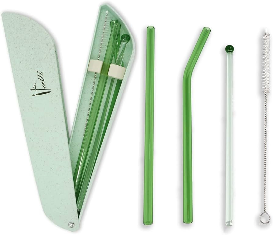 Reusable Glass Drinking Straws with Travel Case Package,Size 8"x8MM,Food Grade Glass Straws for S... | Amazon (US)