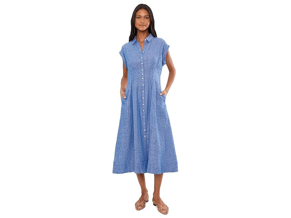 Lilly Pulitzer Tonya Linen Midi Shirtdress Women's Dress Starlight Navy X Resort White: 0 | Zappos.com