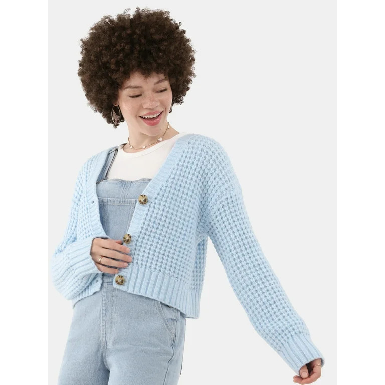 No Boundaries Chunky Knit Cardigan Sweater, Women’s | Walmart (US)