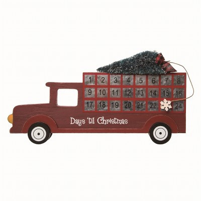 Transpac Wood 14 in. Multicolor Christmas Holiday Countdown Truck Decor | Target