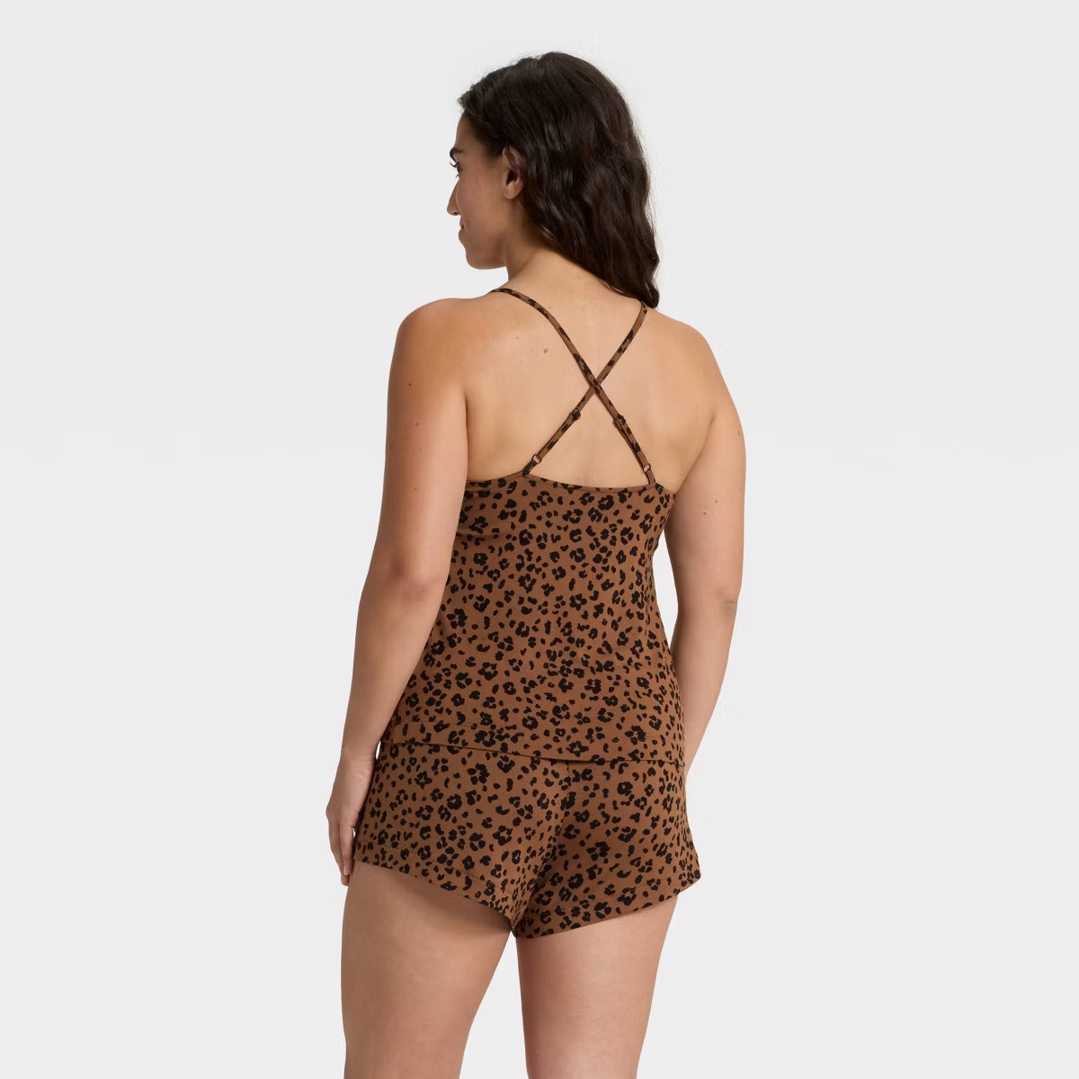 Women's Cloud Knit Tank Top and Shorts Pajama Set - Auden™ Leopard Print XXL | Target