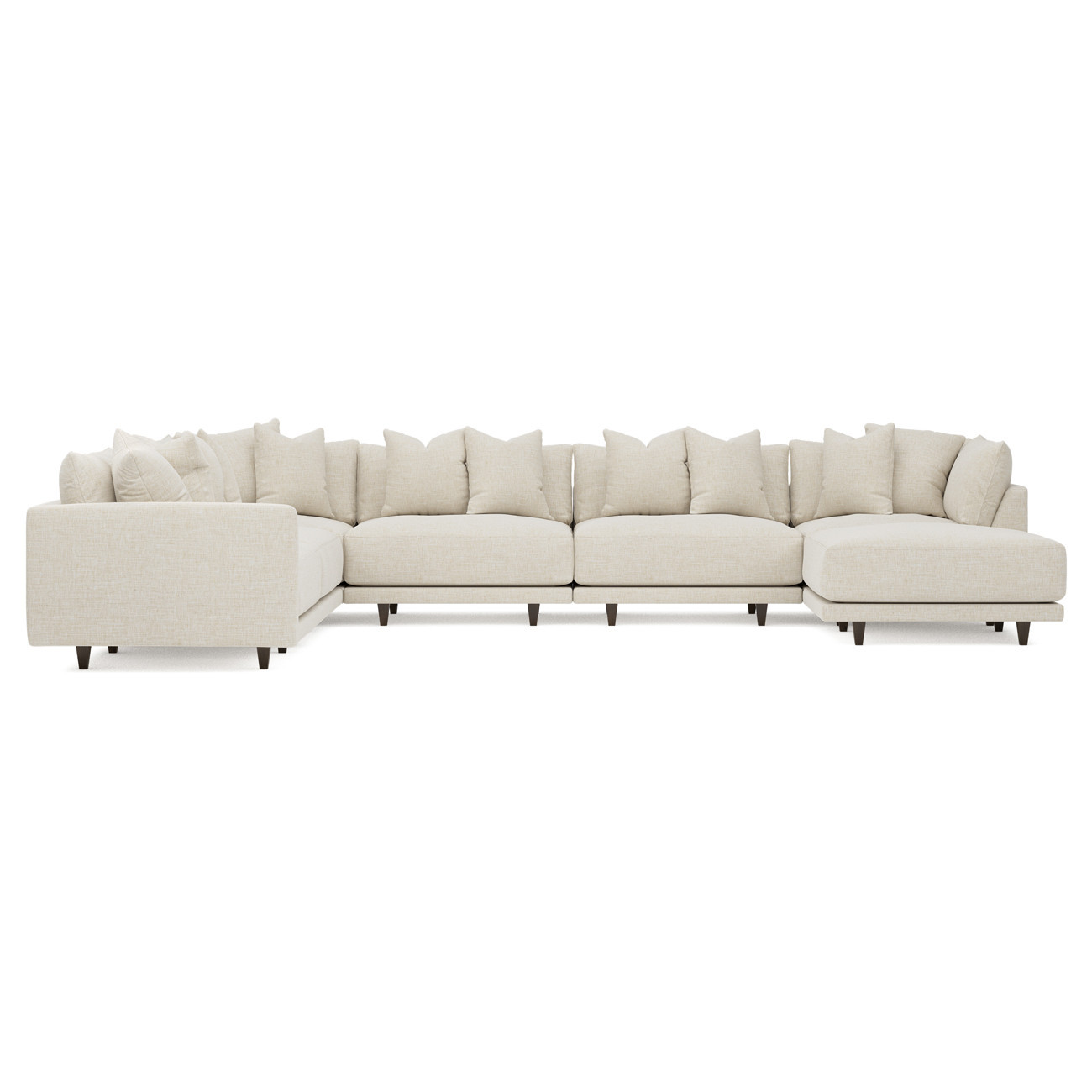 Toulouse Vanilla Modular 7-Piece Corner Sectional With Ottoman - Right End - 166 | Kathy Kuo Home
